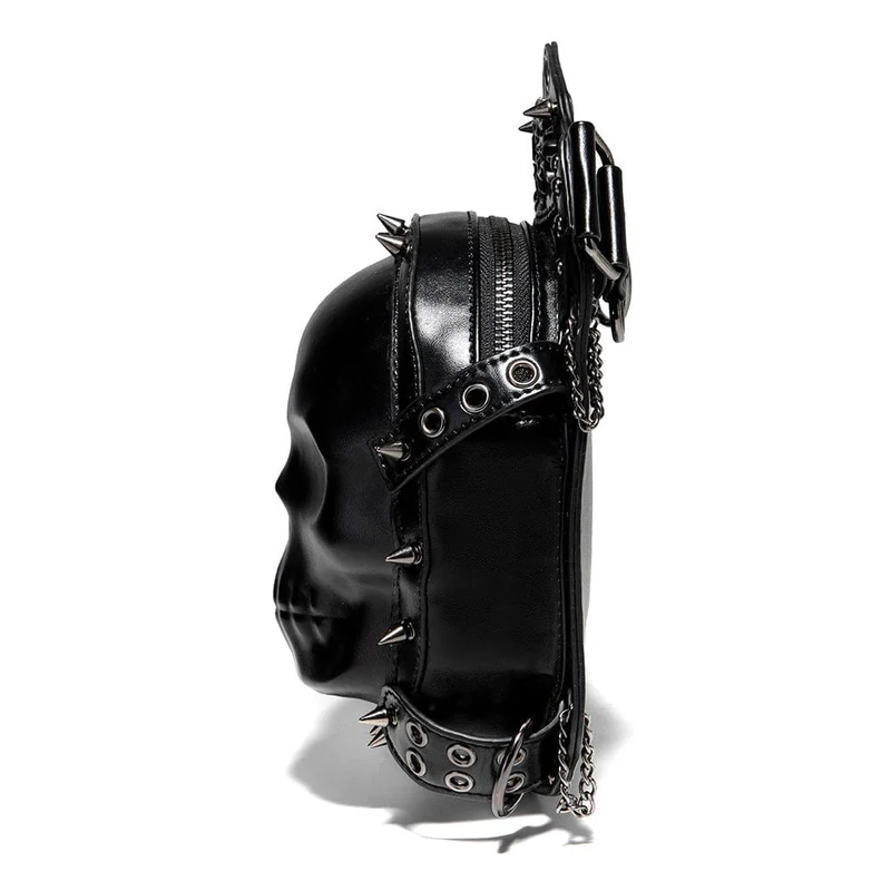 Unisex Punk Nietenbesetzte Totenkopf-Kettentasche
