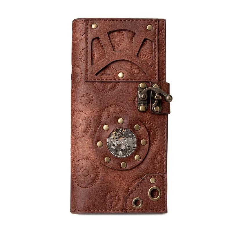 Geldbörse für Damen mit Steampunk-Zahnradprägung