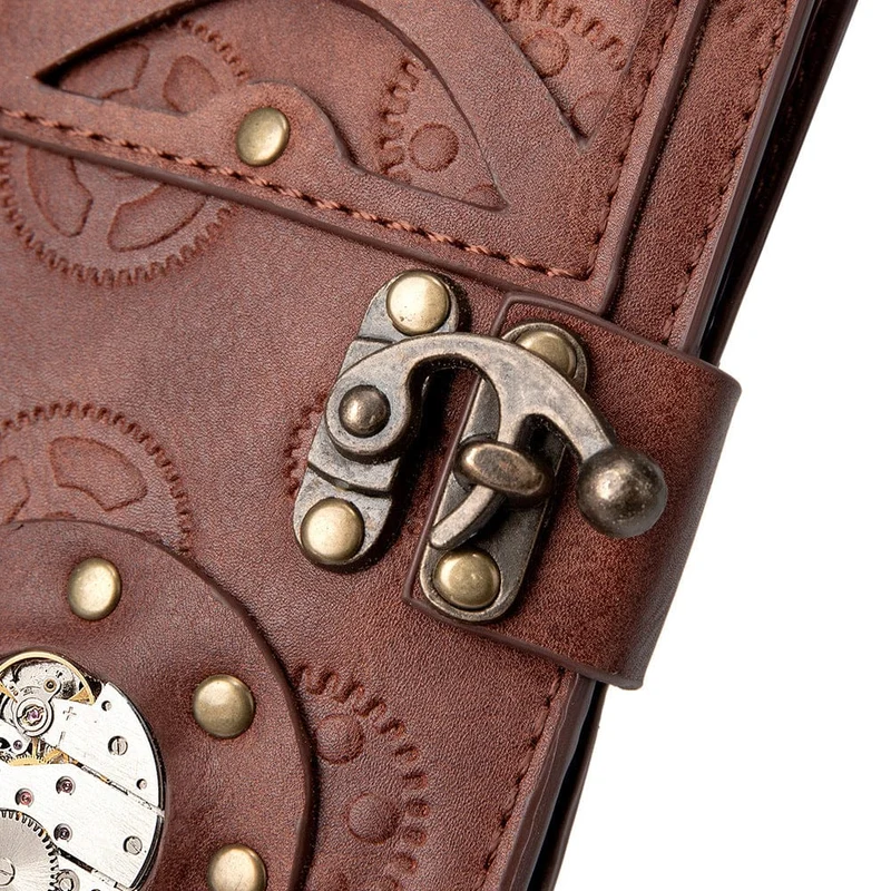 Geldbörse für Damen mit Steampunk-Zahnradprägung