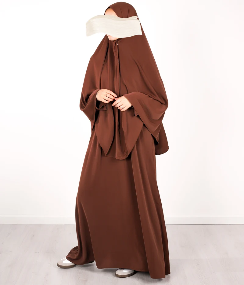Anisah Klassischer Hüft-Khimar - Braun