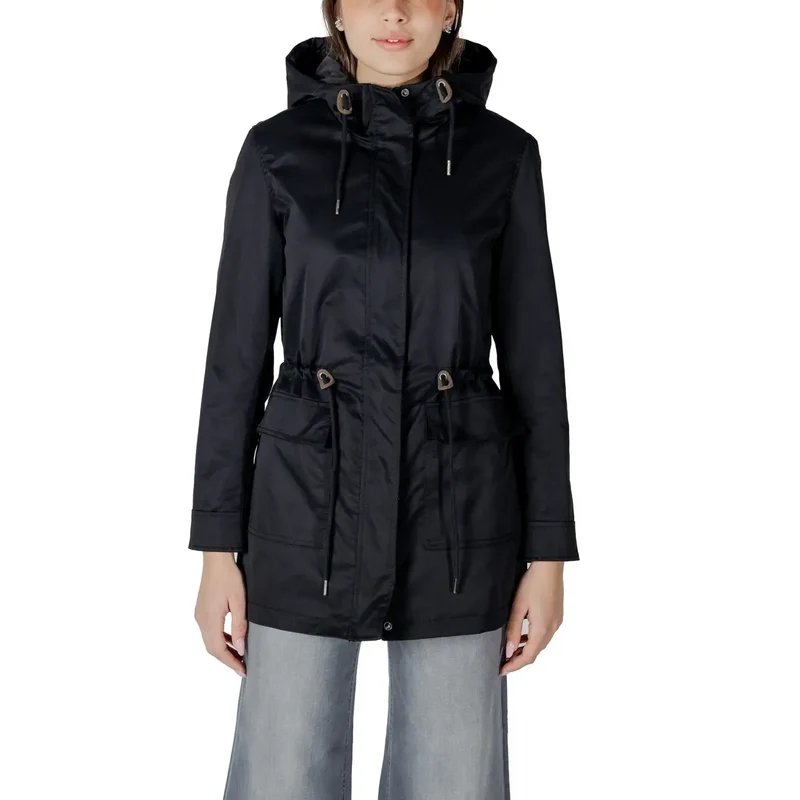 Only Schwarzer Damen-Polyester-Langblazer, Frühlingsoberbekleidung