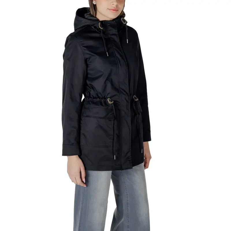 Only Schwarzer Damen-Polyester-Langblazer, Frühlingsoberbekleidung