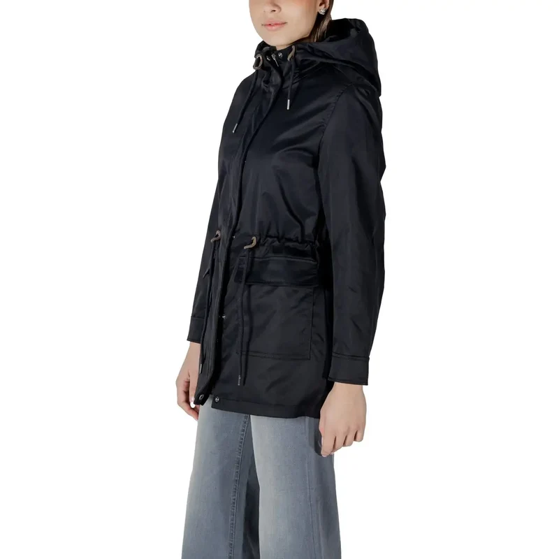Only Schwarzer Damen-Polyester-Langblazer, Frühlingsoberbekleidung