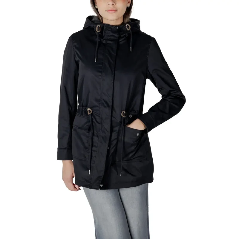 Only Schwarzer Damen-Polyester-Langblazer, Frühlingsoberbekleidung