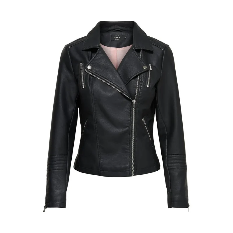 Only Schwarzer Damenblazer mit Reißverschluss aus Polyester-Polyurethan