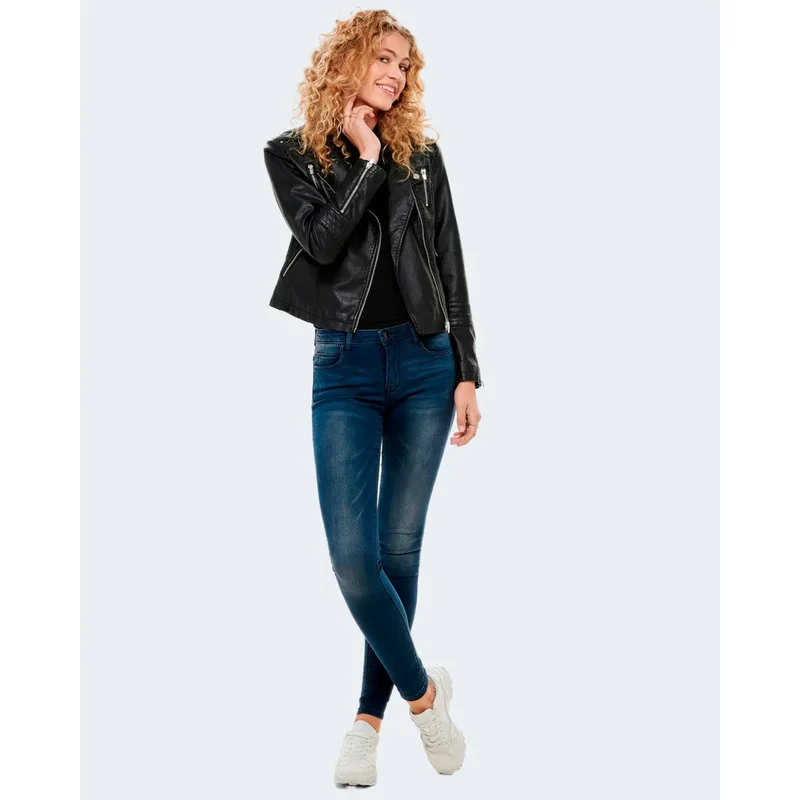 Only Schwarzer Damenblazer mit Reißverschluss aus Polyester-Polyurethan