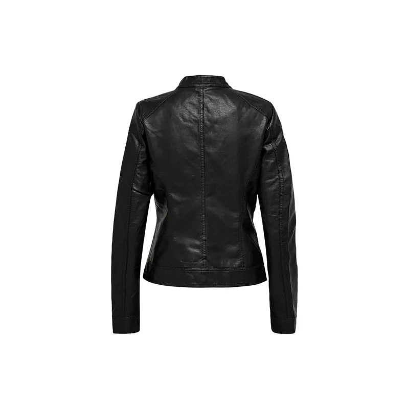 Only Schwarzer Damenblazer aus Kunstleder, Polyurethan-Viskose