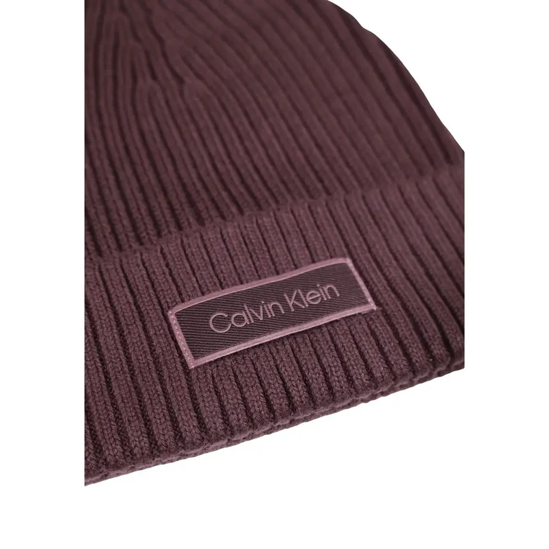 Calvin Klein Damen-Mütze aus lila Rippstrick-Baumwolle