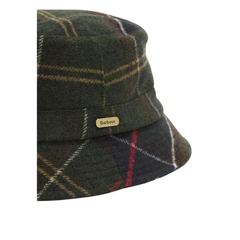 Barbour Damen-Sportmütze, grün kariert, Wollmischung