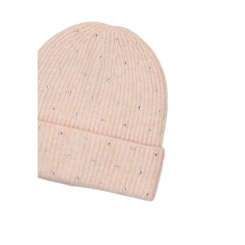 Only Damen-Mütze mit rosa Strasssteinen, Wollmischung