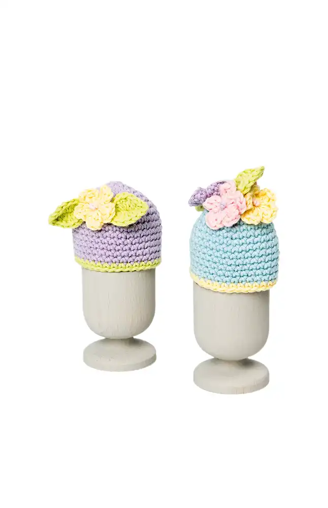 Eierwärmer mit Blümchen (Häkelset)