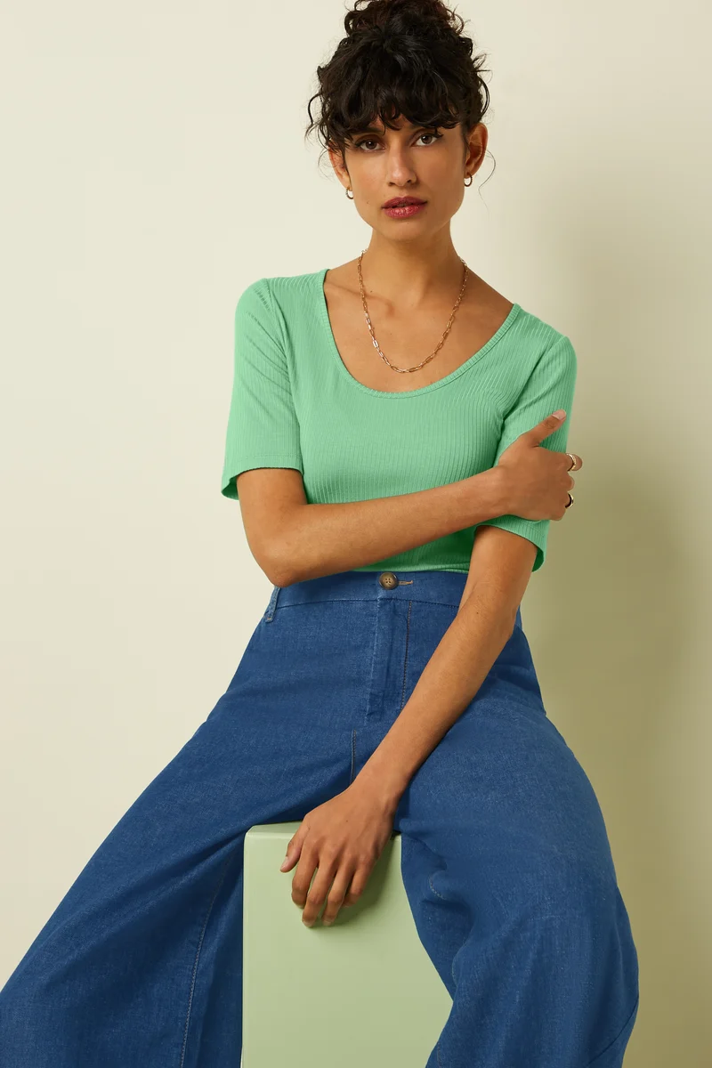 Carice Top Uni Rib