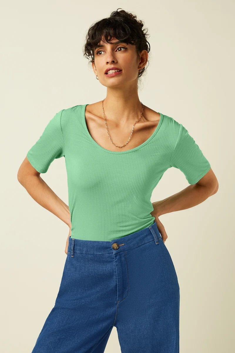 Carice Top Uni Rib