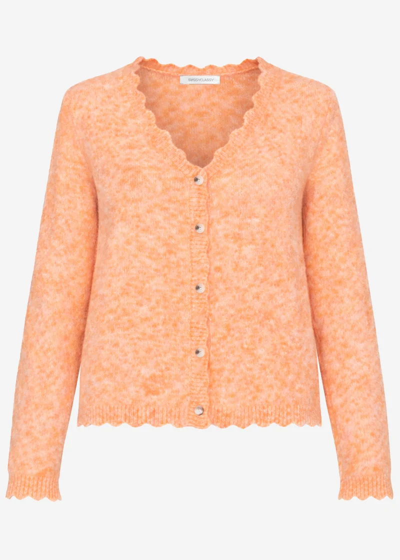 Strickjacke mit Bogenkante - koralle