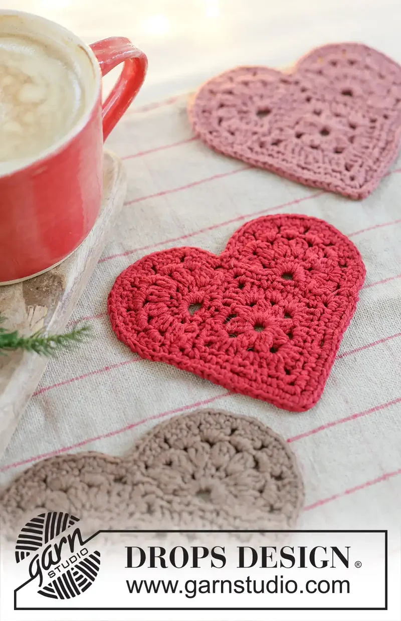 Glasuntersetzer Jolly Heart (Häkelset)