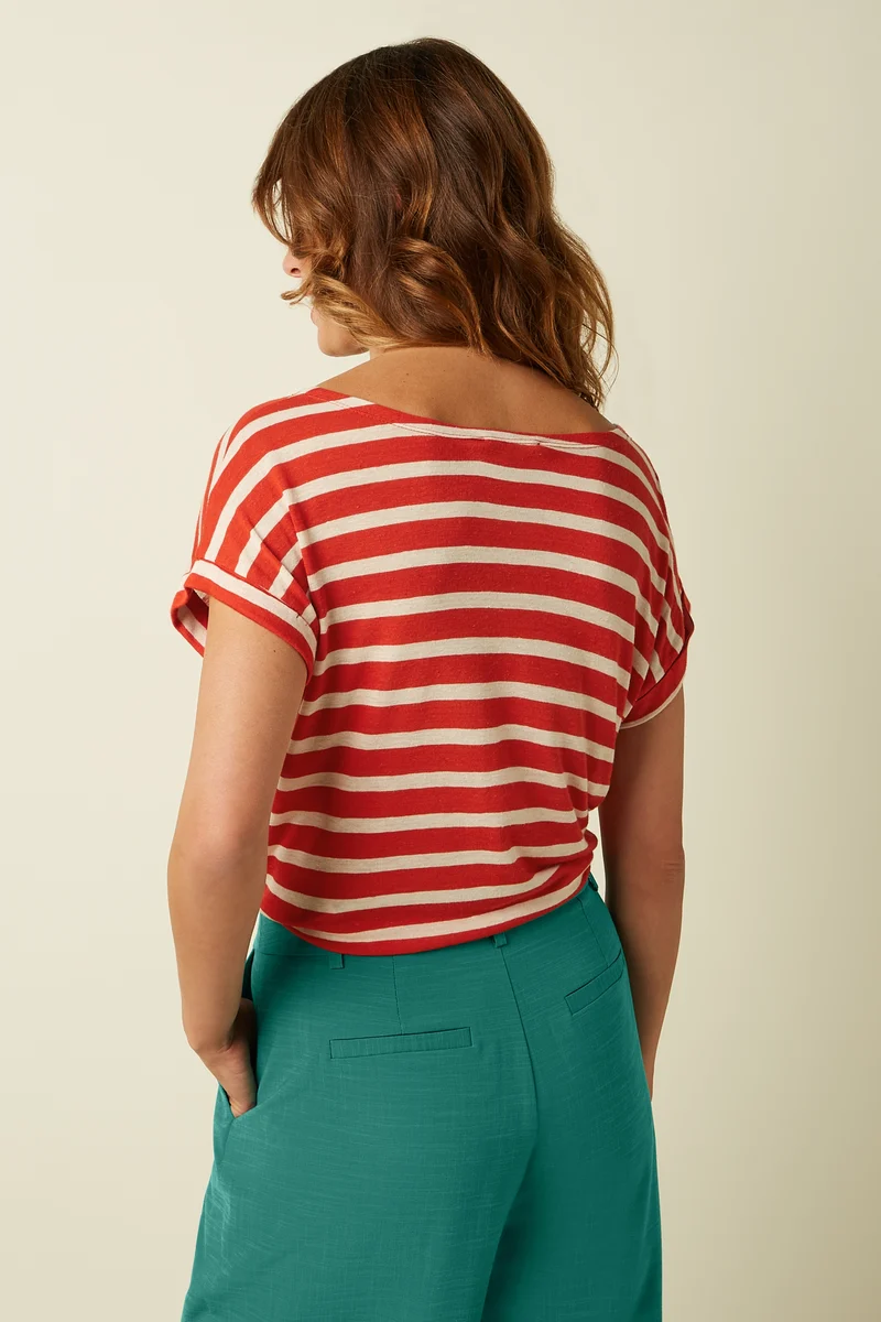 Aria Knot Shirt Marsy Linen Stripe