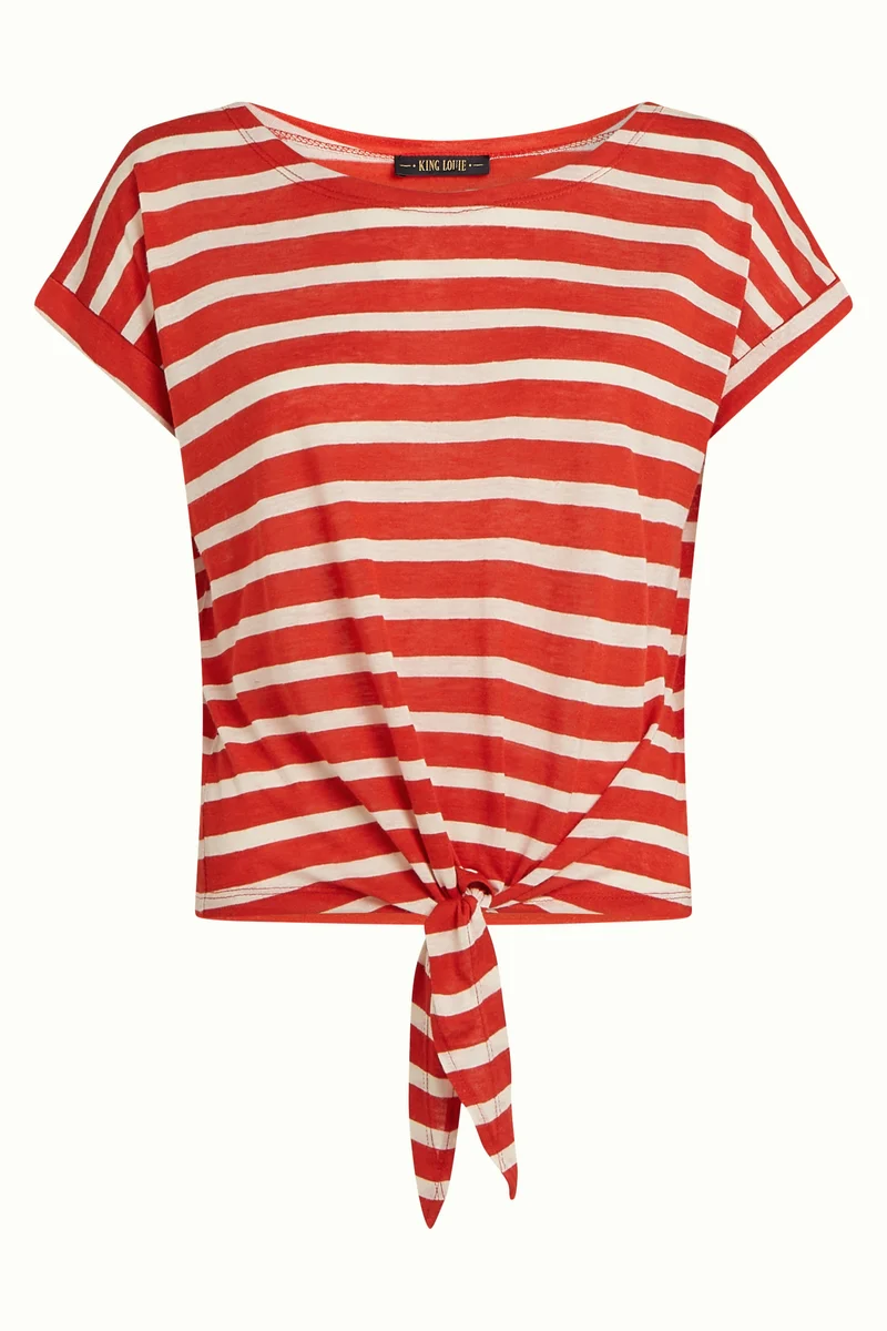 Aria Knot Shirt Marsy Linen Stripe
