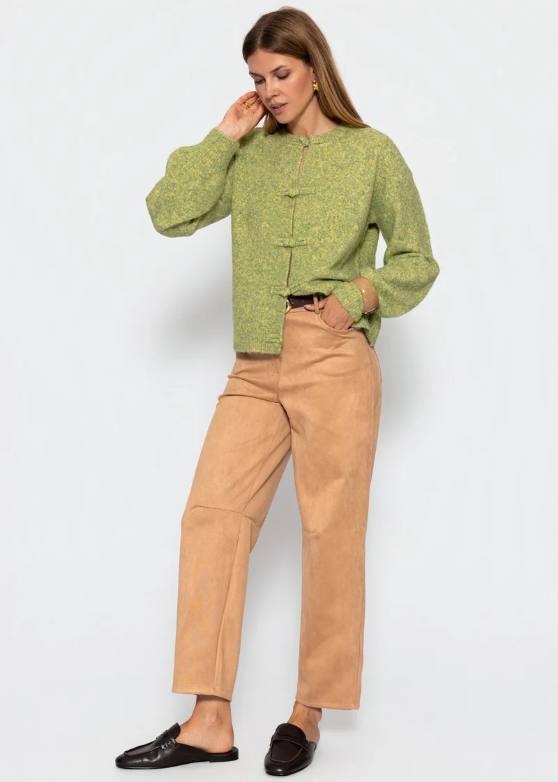 Strickjacke mit Knebelverschluss - grün