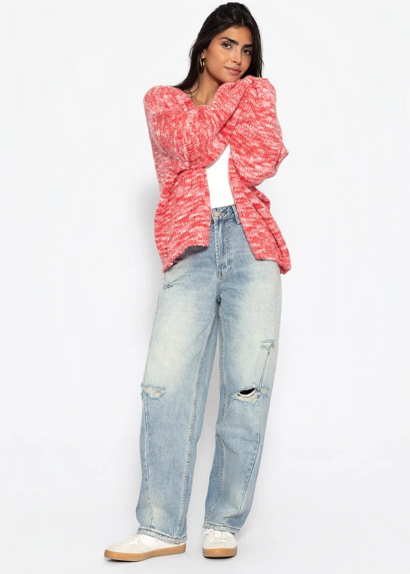 Zweifarbiger Cardigan - pink