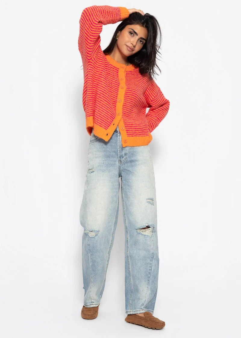 Gestreifter Cardigan - orange