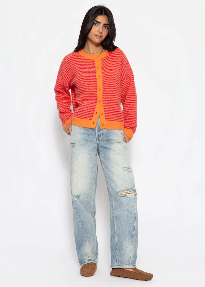 Gestreifter Cardigan - orange