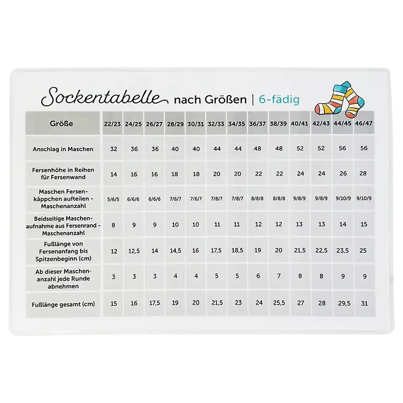 Sockentabelle DIN A5
