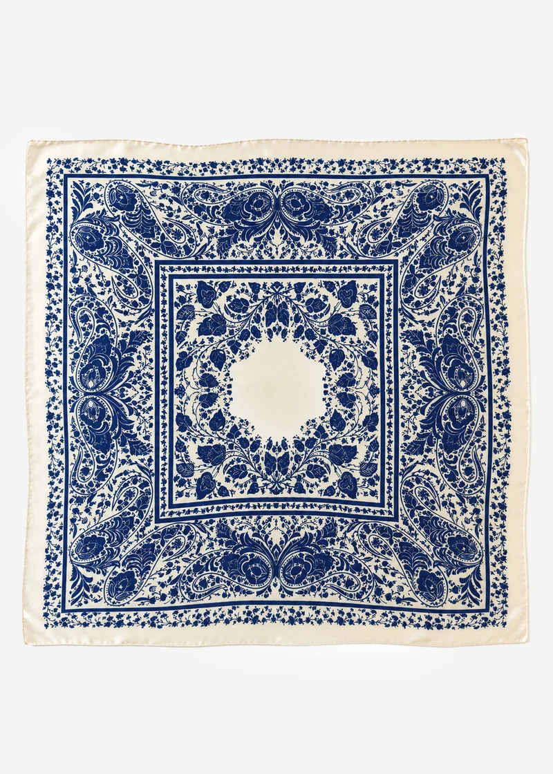 Halstuch mit Paisley- und Blumenmuster - blau