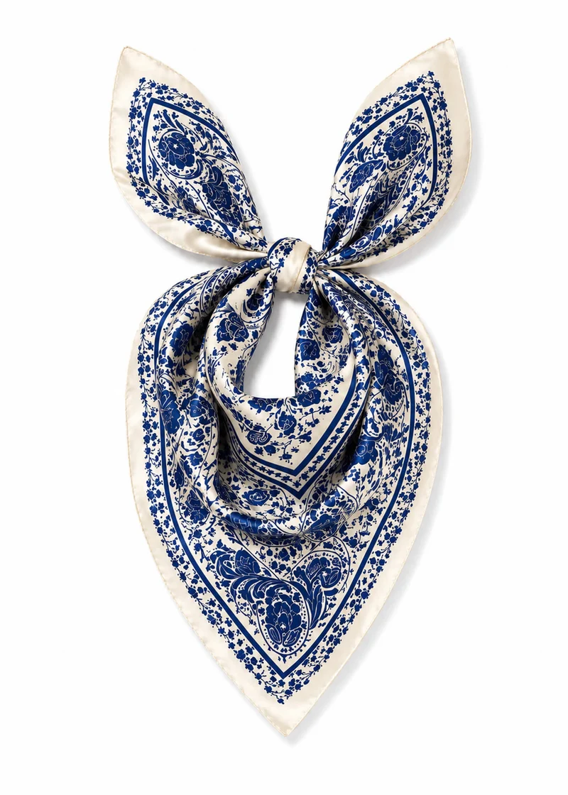 Halstuch mit Paisley- und Blumenmuster - blau
