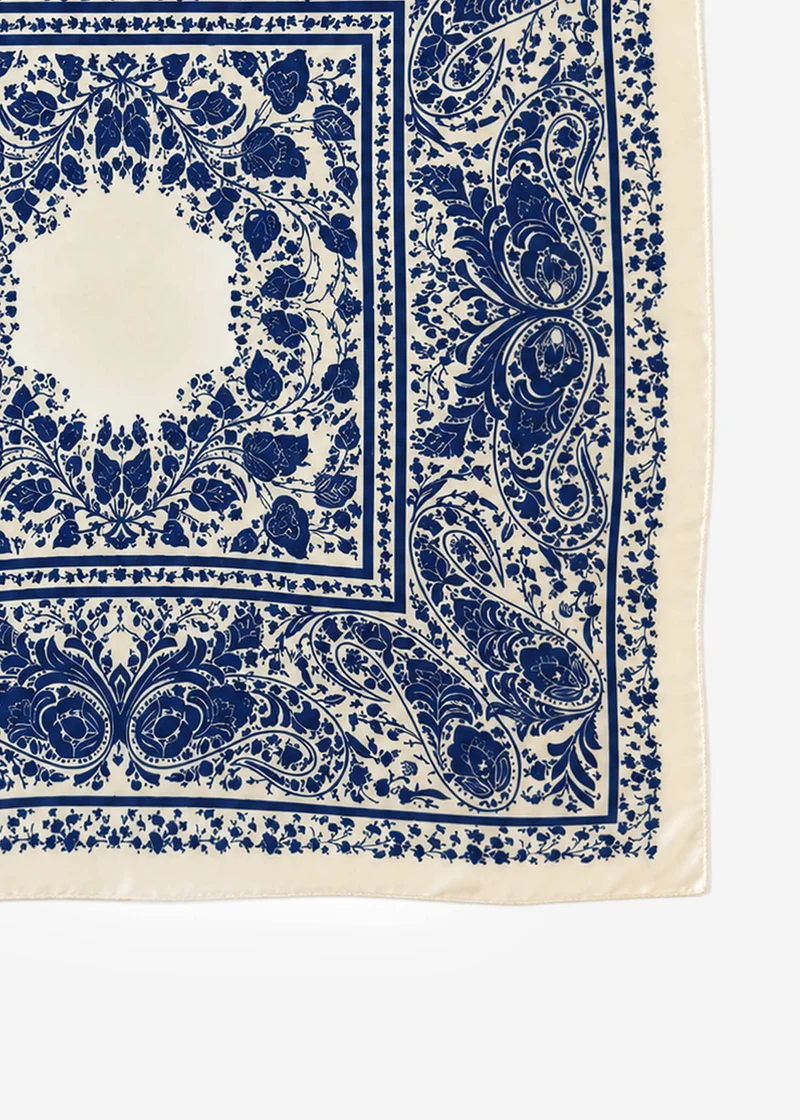 Halstuch mit Paisley- und Blumenmuster - blau