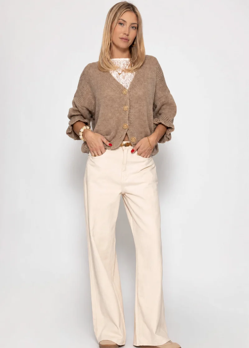 Strickjacke mit 3/4-Ärmeln - taupe