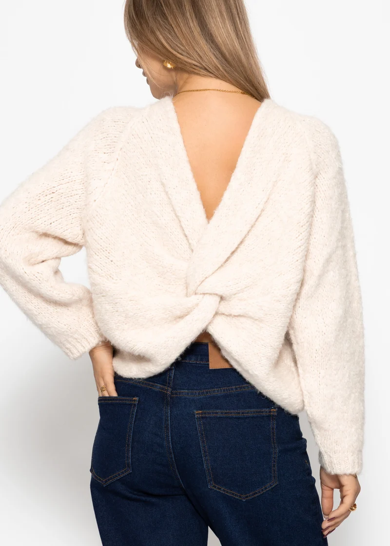 Strickpullover mit Knotendetail - offwhite