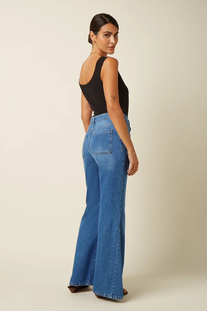 Jimmy Bell Bottom Pants Stone Denim