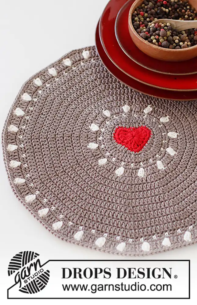 Tischset mit Herz (Häkelset)