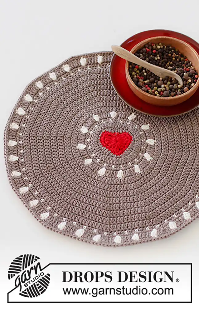 Tischset mit Herz (Häkelset)