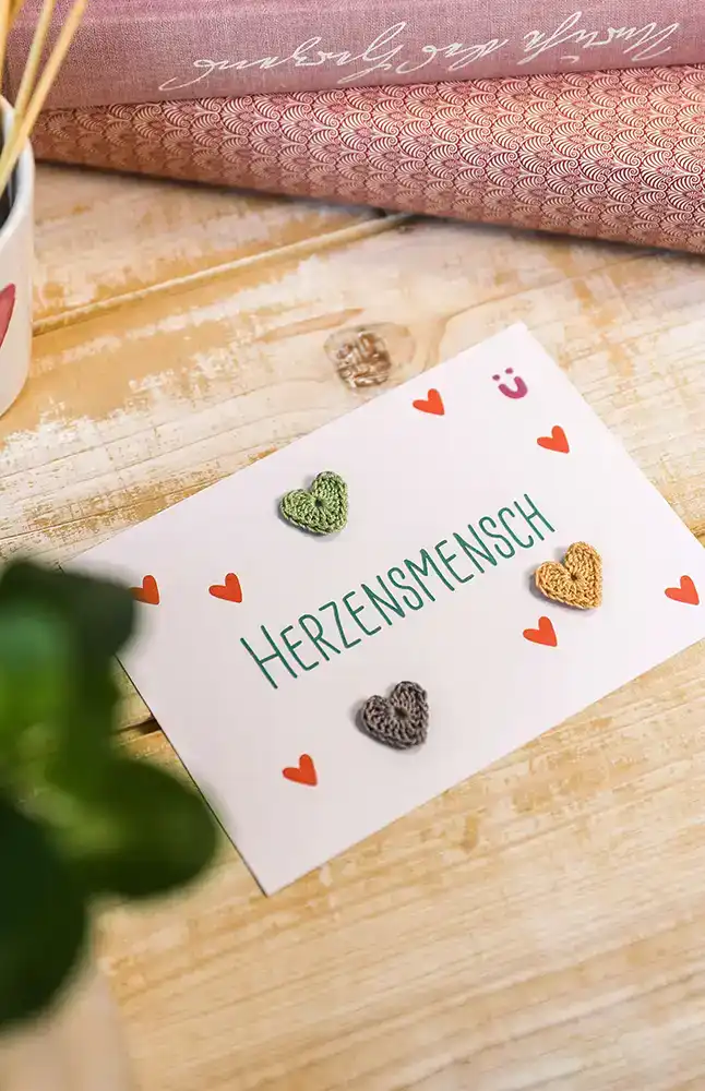 Herzen für Grußkarten (Häkelset)
