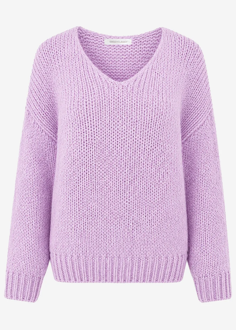 Oversize Pullover mit V-Ausschnitt - lavendel
