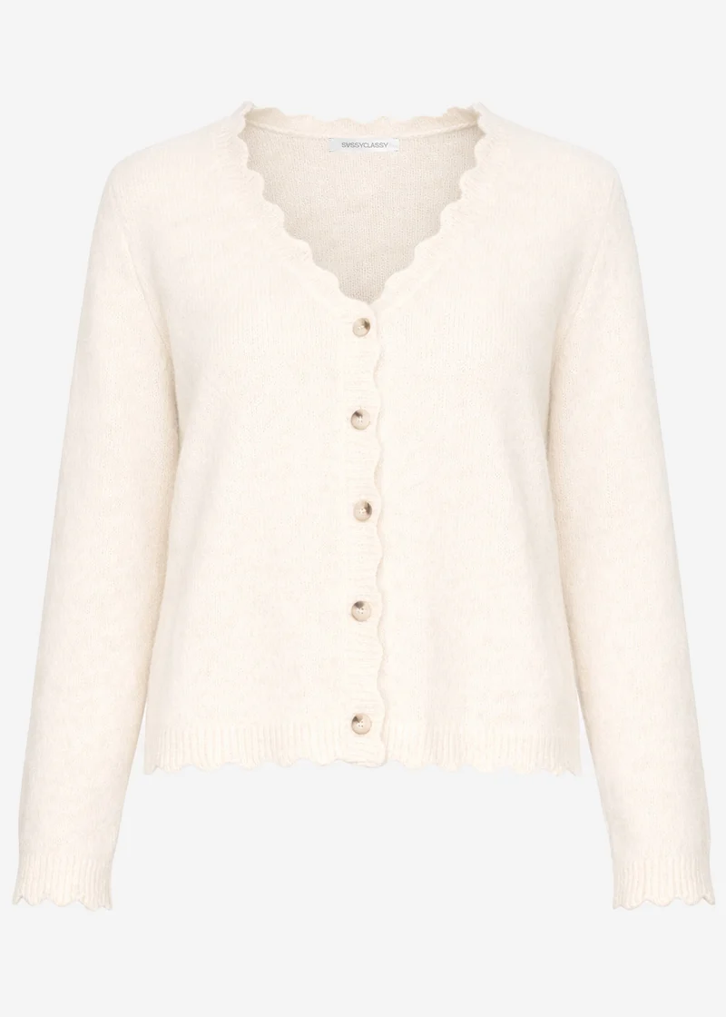 Strickjacke mit Bogenkante - offwhite
