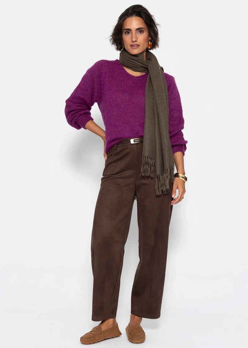 Pullover mit V-Ausschnitt - plum