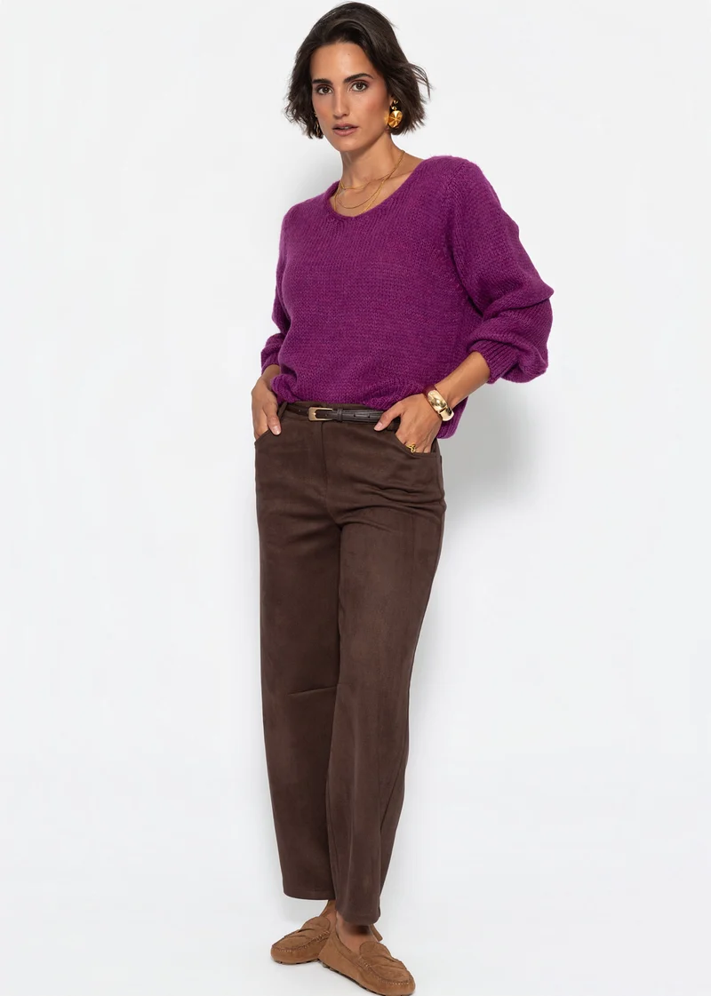 Pullover mit V-Ausschnitt - plum