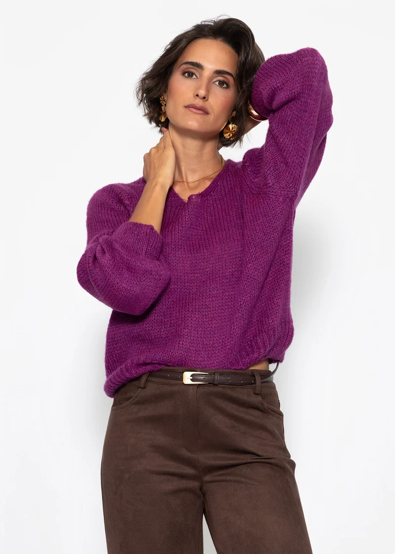 Pullover mit V-Ausschnitt - plum