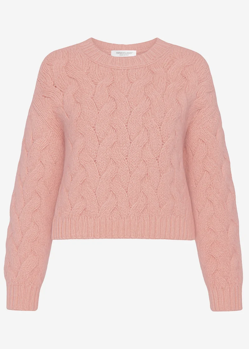 Zopfmusterpullover - rosa