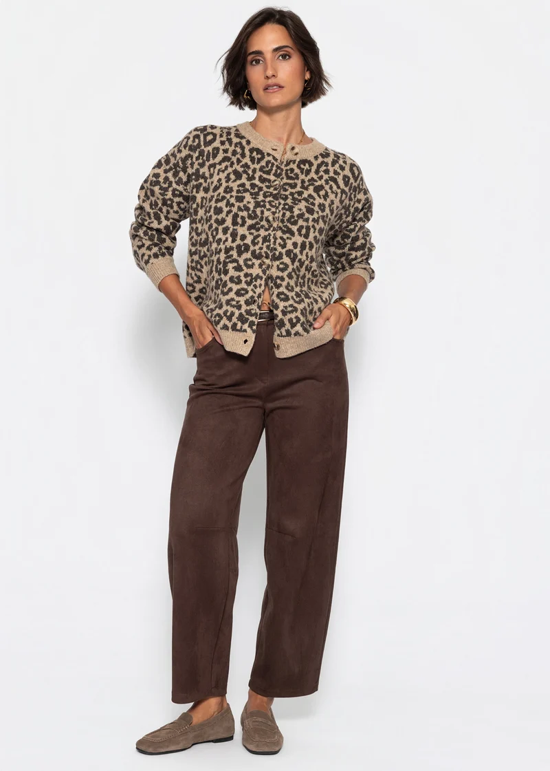 Cardigan mit Leo-Muster - beige