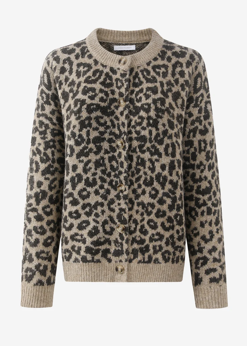 Cardigan mit Leo-Muster - beige