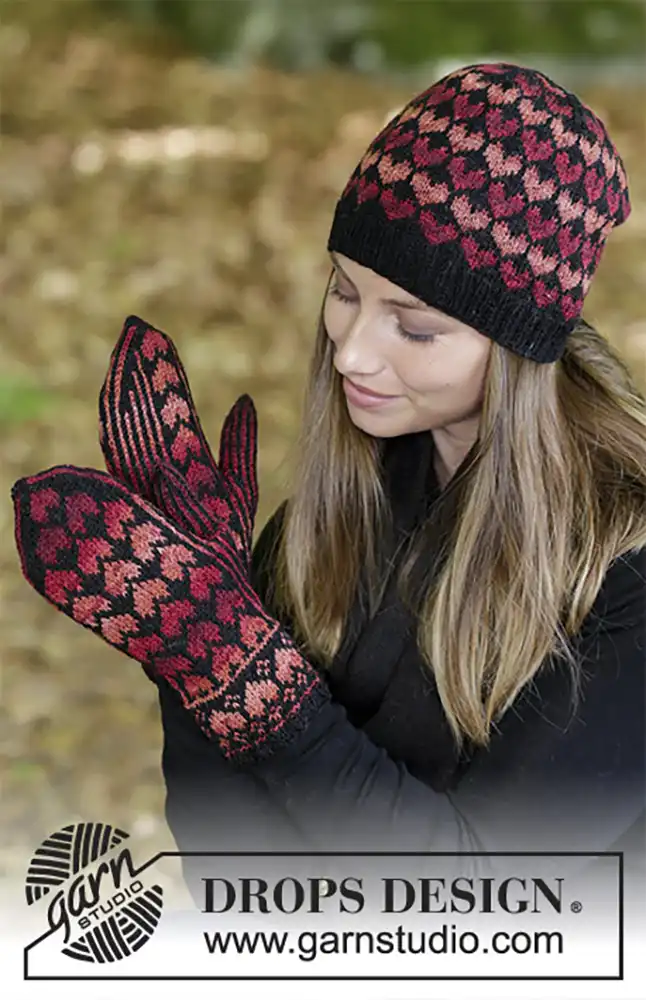 Mütze & Handschuhe Queen of Hearts (Strickset)