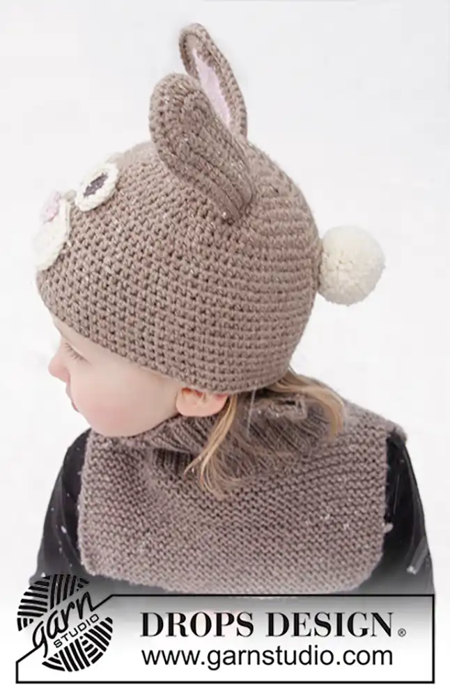 Mütze Honey Bunny mit Kragen (Häkel- und Strickset)