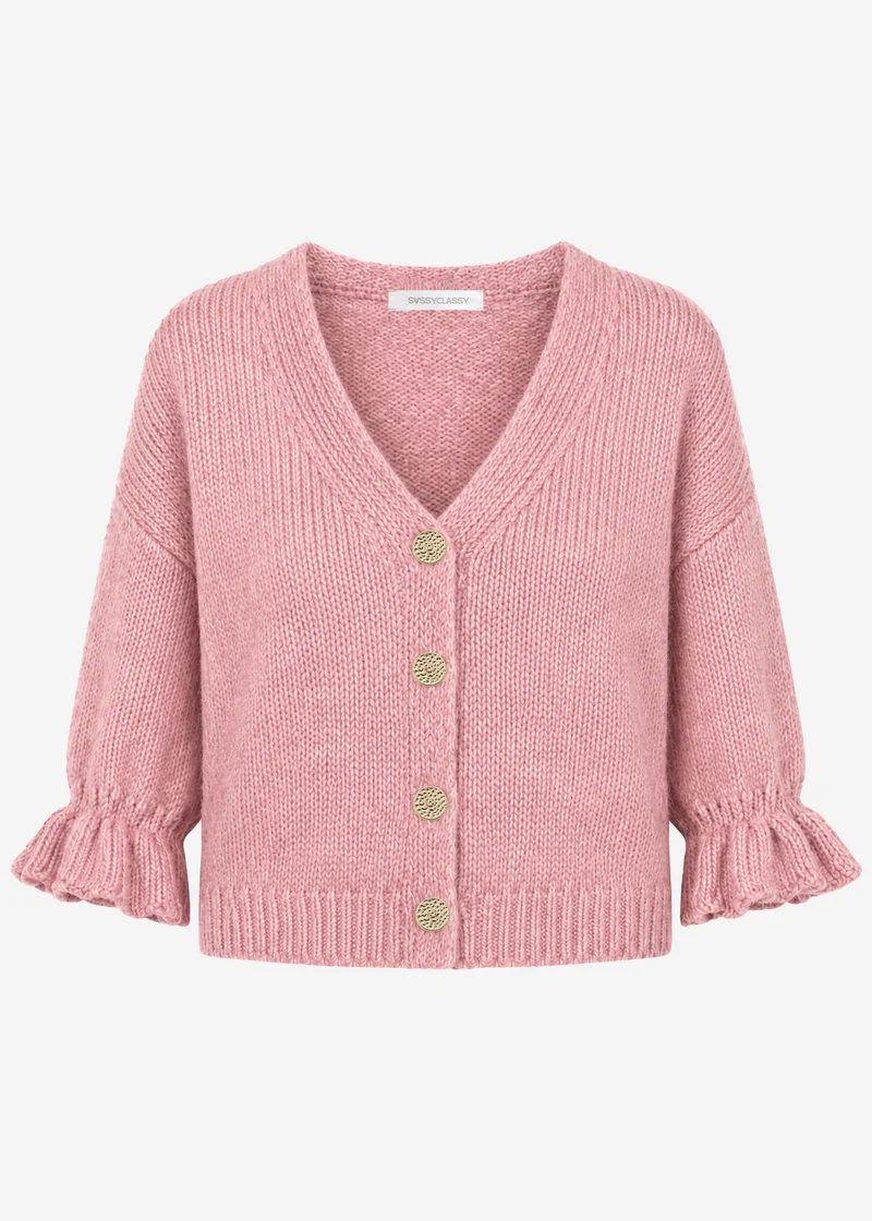 Strickjacke mit 3/4-Ärmeln - altrosa