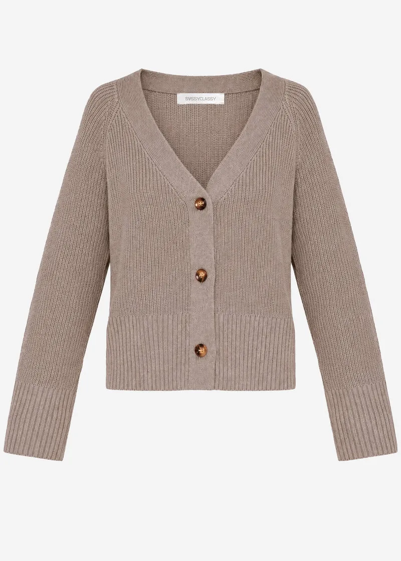 Cardigan in gerippter Struktur - taupe