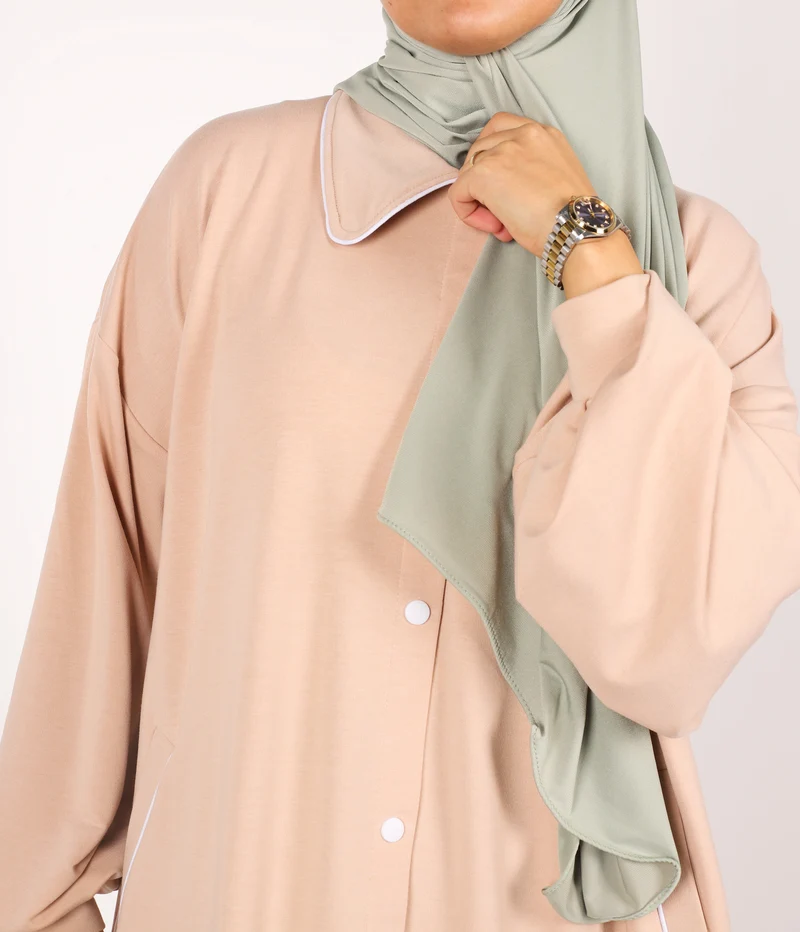 Knopf Abaya Suwayda Baumwolle - Puder