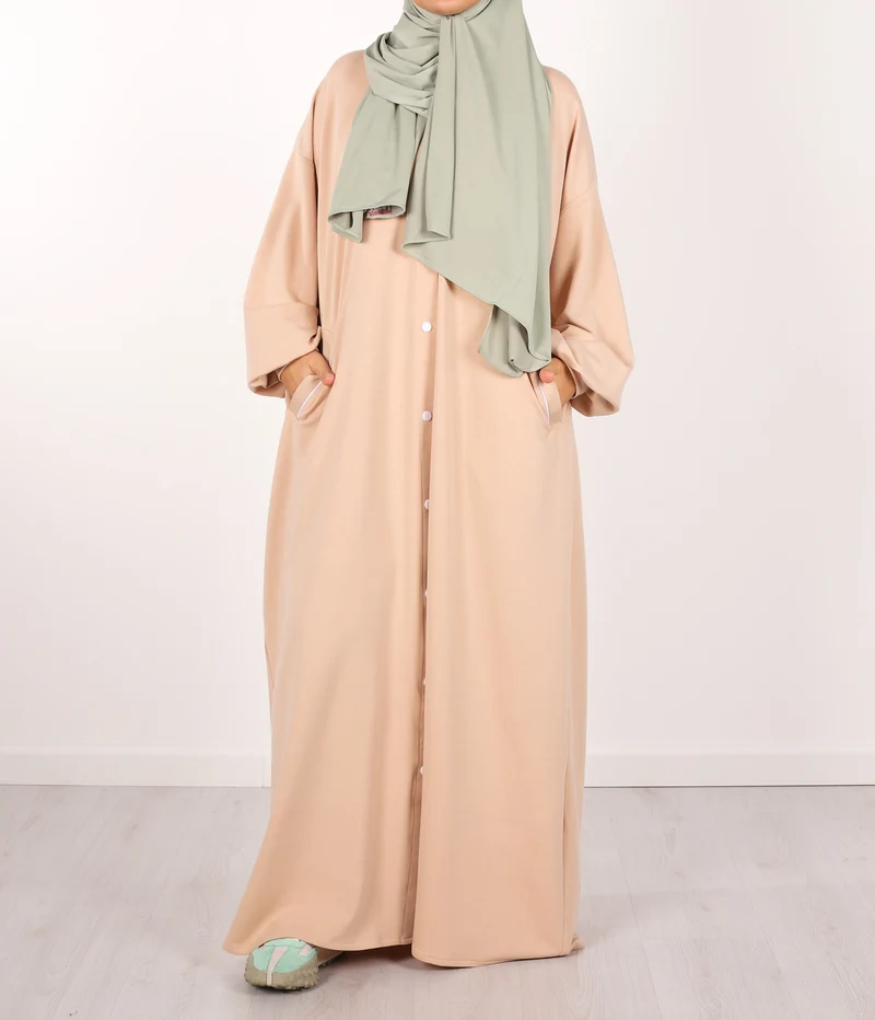 Knopf Abaya Suwayda Baumwolle - Puder