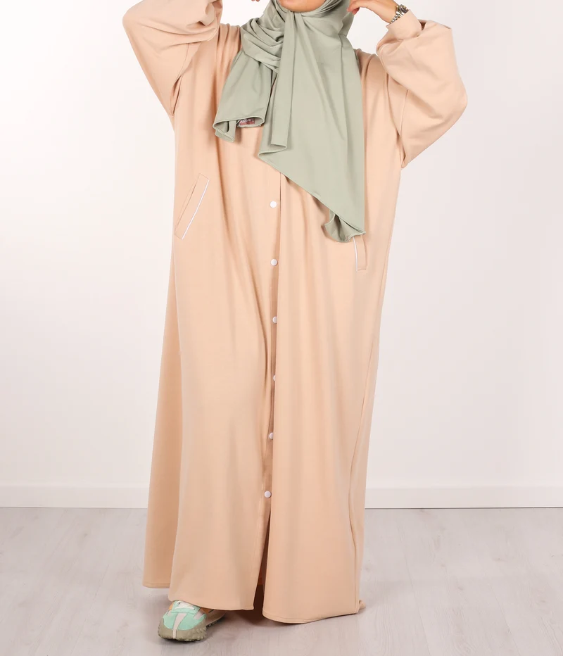 Knopf Abaya Suwayda Baumwolle - Puder